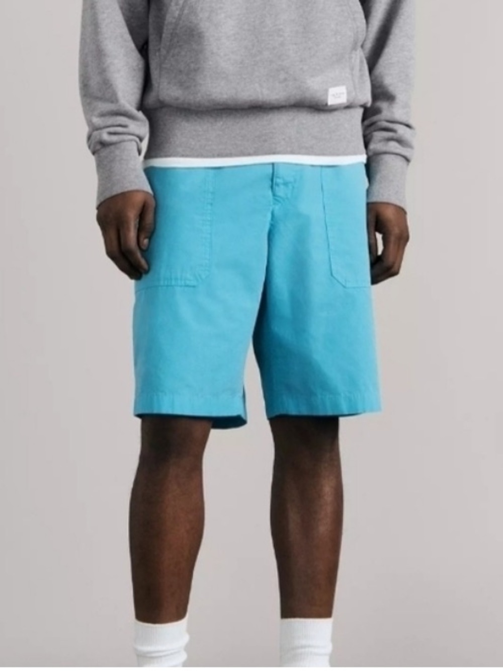 rag & bone Cliffe Peached Cotton Slim Fit Flat Front Field Shorts in Topas